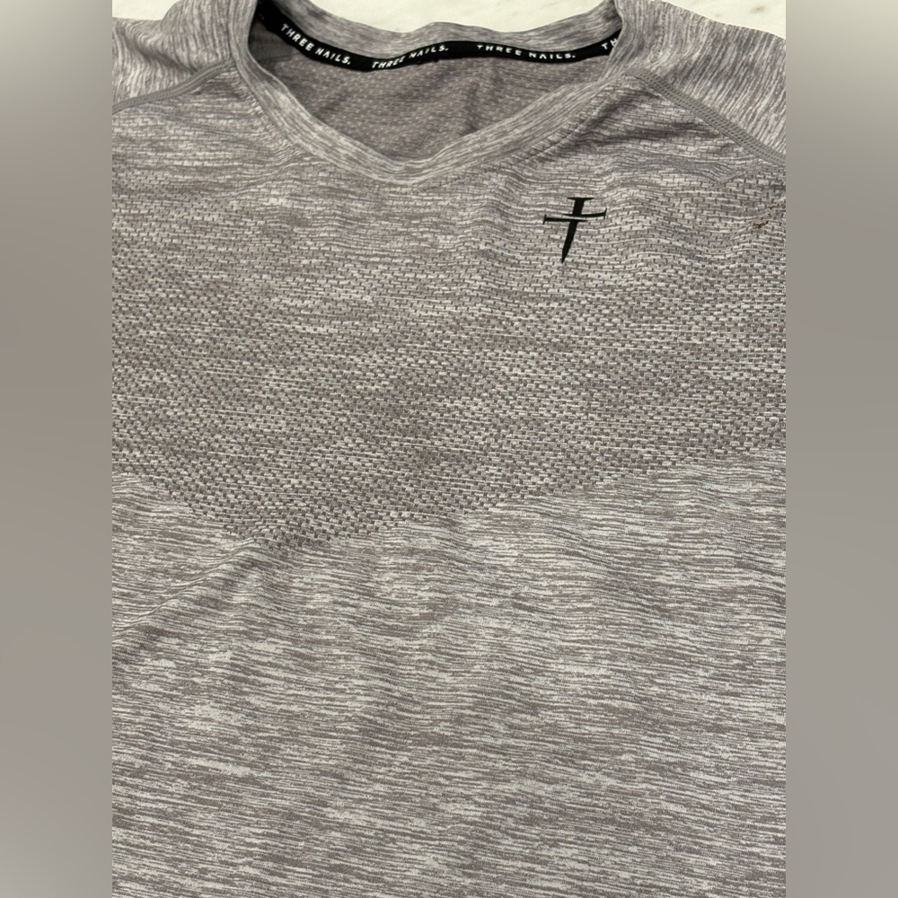 Men’s Three Nails Seamless Tee, Grey Marl, XL